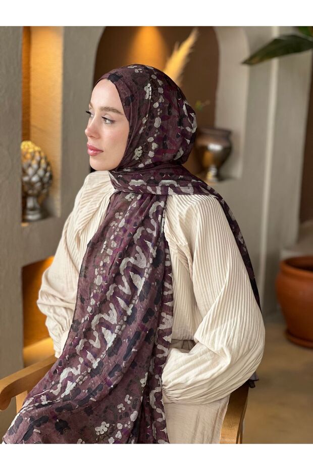 Abstract Zigzag Desen Bambu Şal - 1