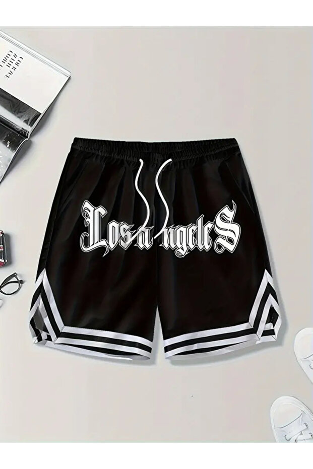 Los Angels Tasarım Şeritli şort - 3