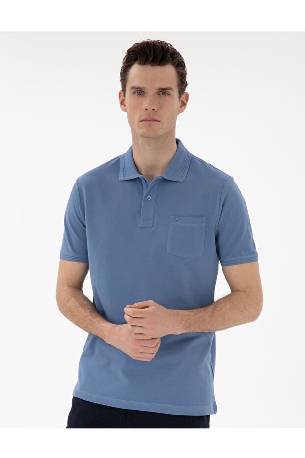 Curved Polo Collar Regular Fit Pocket T-Shirt