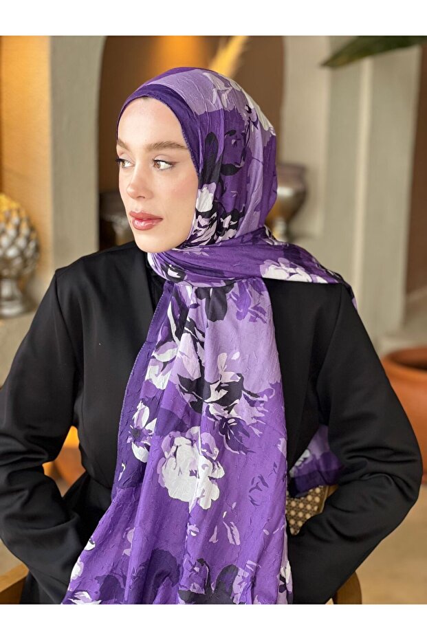 Gül Harmanı Desen Bambu Şal - 1