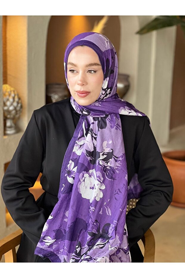 Gül Harmanı Desen Bambu Şal - 2