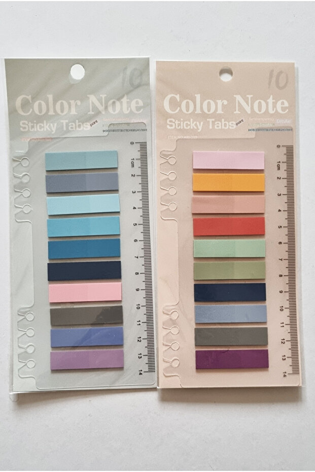 Modellino 2 Paket Cetvelli Yapışkanlı Şeffaf Köşeli Parmak Postit Ayraç 20 Renk x 20 Toplam 400 Adet