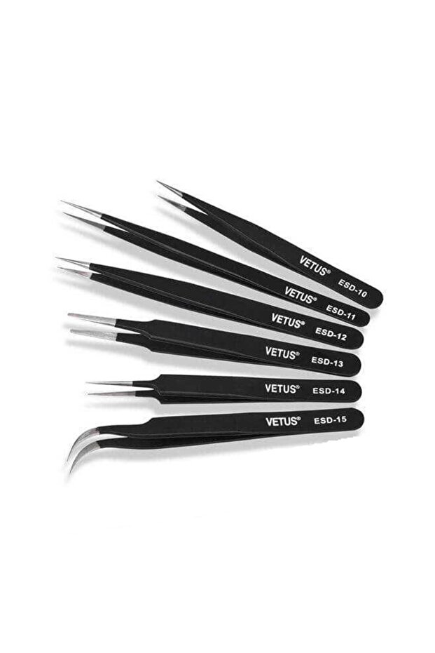 6 Pcs Precision Electronics Tweezer Set Antistatic Steel Tweezer Set