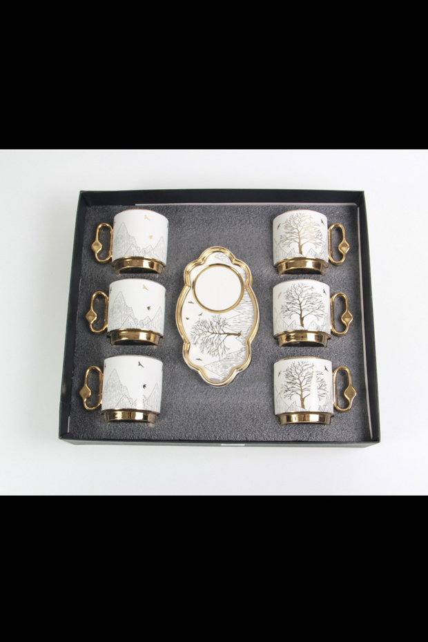 Turkish coffee cup set with saucers