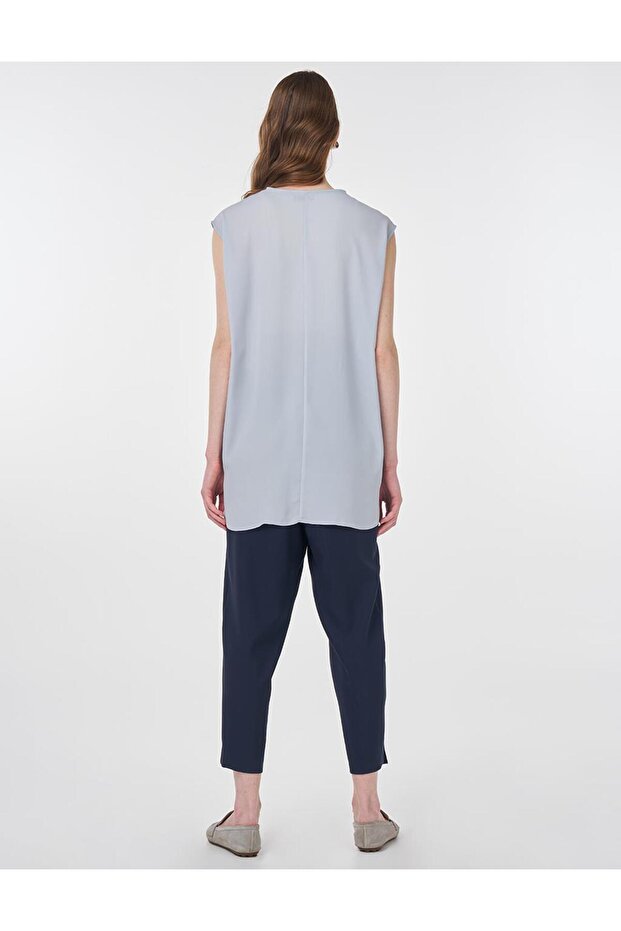 Sıfır Yaka Basic T-Shirt Açık Mavi - 5