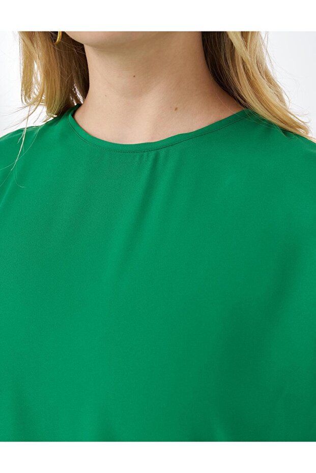 Sıfır Yaka Basic T-Shirt Yeşil - 7