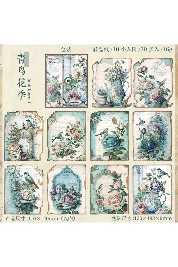 A JIANQI 30pcs/pack Decor Scrapbook Vintage Materials Paper Combo Kit DIY Junk Journal Collage Phot.