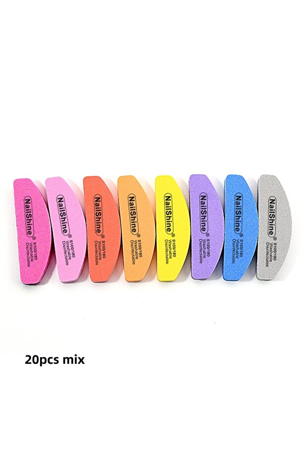 20pcs Mix 10/20pcs/Lot Mix Colorful Nail Filer 100/180 Grit Mini Useful Nail File Blocks Washable Sp