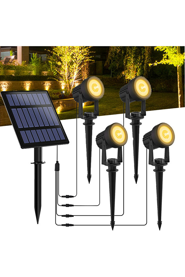 Warm White 3000K Solar Lamp For Tree Outdoor Garden Decoration IP65 Waterproof 4 LED Warm Lights Yar