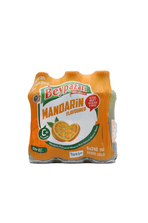 Beypazari, Mandarine Flavoured Natural Mineral Water – 200ml Glass Bottles (Pack of 6)