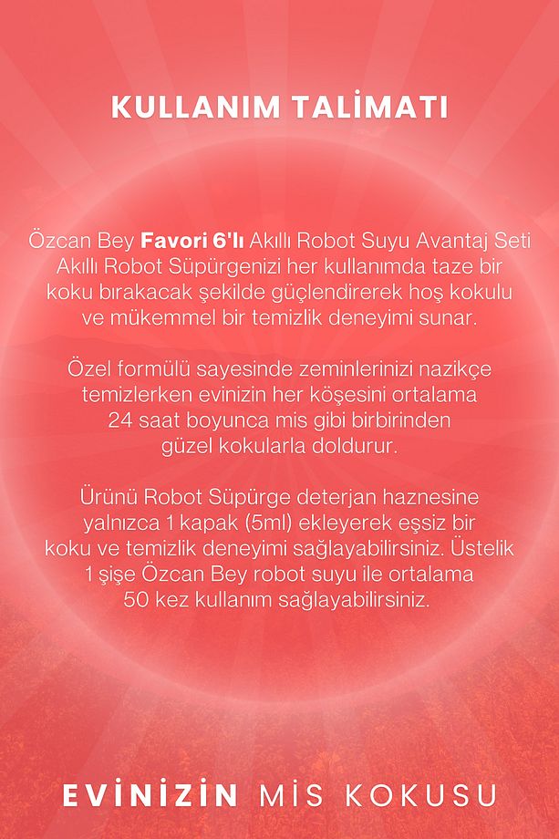 Favori 6'lı Set Akıllı Robot Süpürge Suyu, Mop Suyu, Yüzey Temizleyici, Robot Deterjanı 6 X 250ml - 6