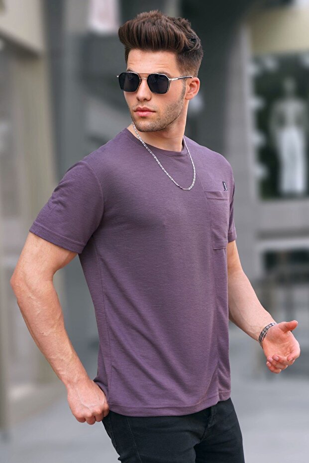 Mor Cepli Basic Tişört 5880 - 1