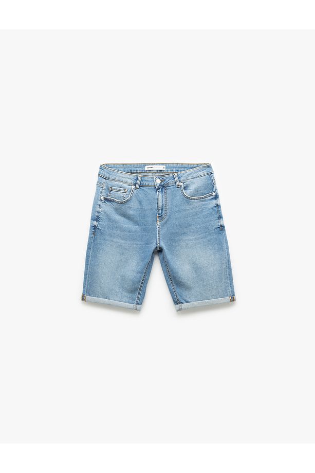 Oversize Kot Şort Bermuda Cep Detaylı Pamuklu - 4