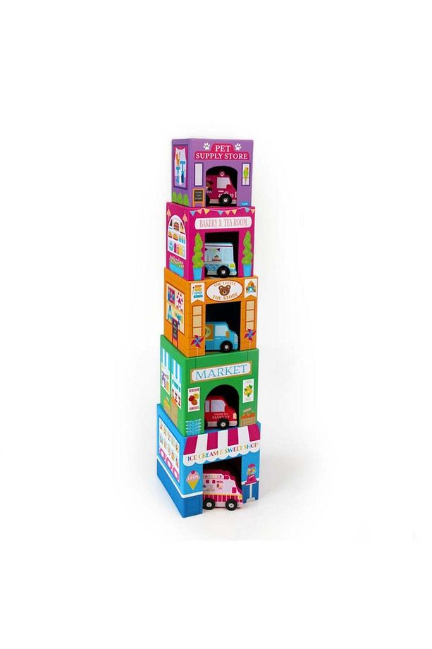 Stackables Karton Blok Oyun Seti - Rainbow Town - 2