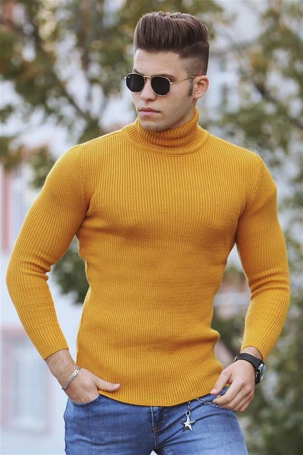 Rollkragenpullover Senfgelb 4359-2 - 1