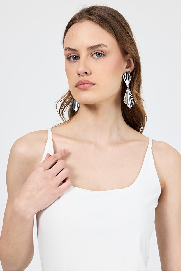Ecru Thin Strap Snap Bodysuit 13255 - 4