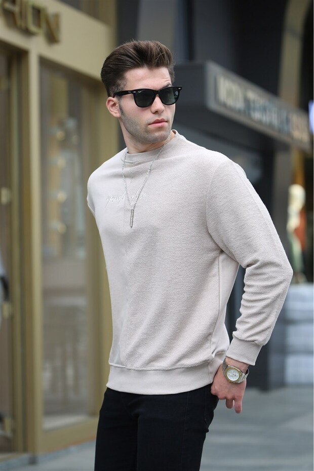 Bej Basic Erkek Sweatshirt 6010 - 2