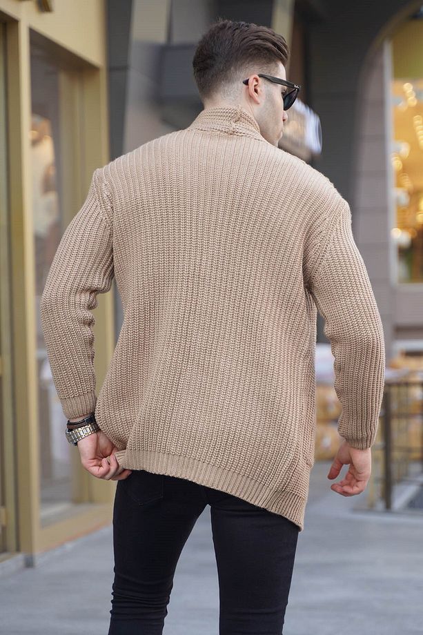 Camel Basic Cep Detaylı Örgülü Hırka 5997 - 2