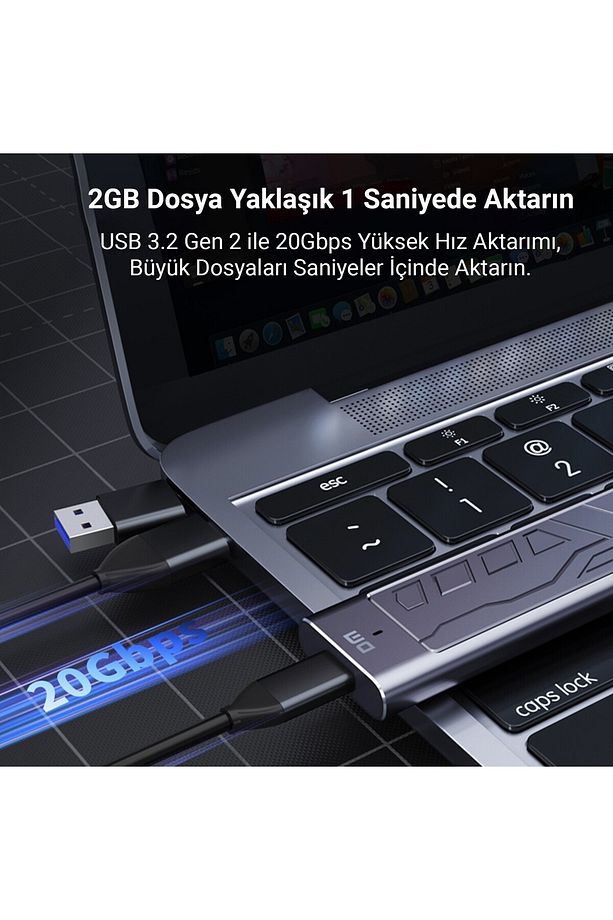 Hd2000 Usb 3.2 Gen 2 Type-c 20gbps Pcıe Sata M.2 Nvme Ngff Ssd Disk Kutusu - 6
