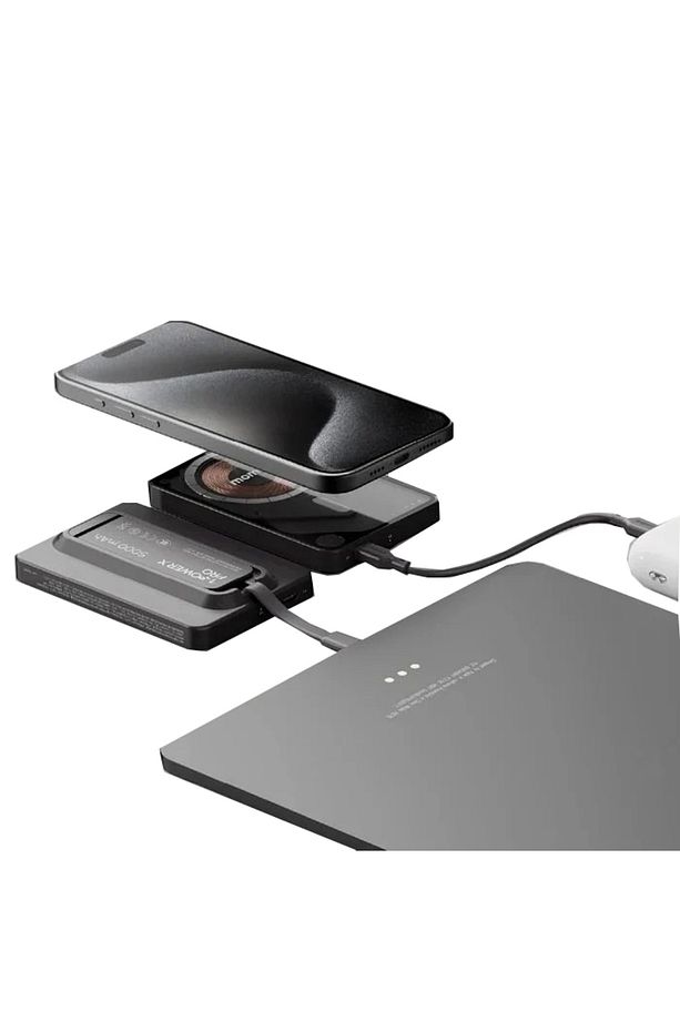1-Power X Pro Magnetic Wireless Battery Pack (5000mAh) with Stand and Built-in USB-C Cable (Green) - 6