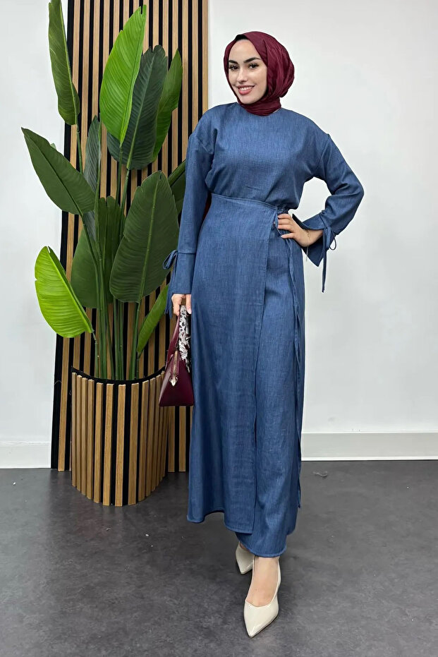 Women's Sofia Linen Skirt Tie Suit