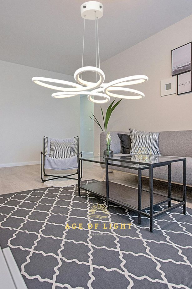PAPATYA MODEL 3 RENK YANABİLEN MODERN LED SALON OTURMA ODASI LEDLİ AVİZE - 1