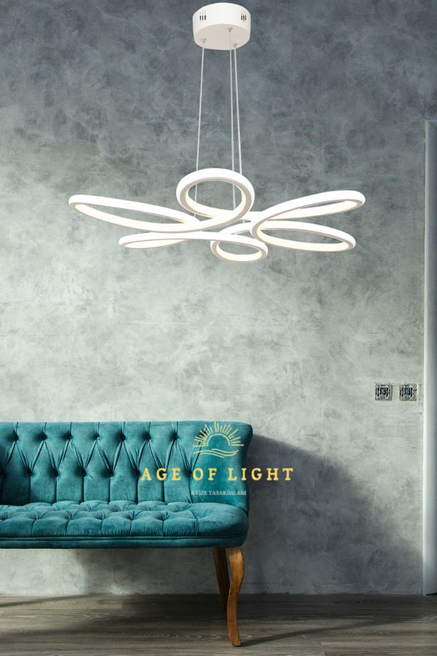PAPATYA MODEL 3 RENK YANABİLEN MODERN LED SALON OTURMA ODASI LEDLİ AVİZE - 2