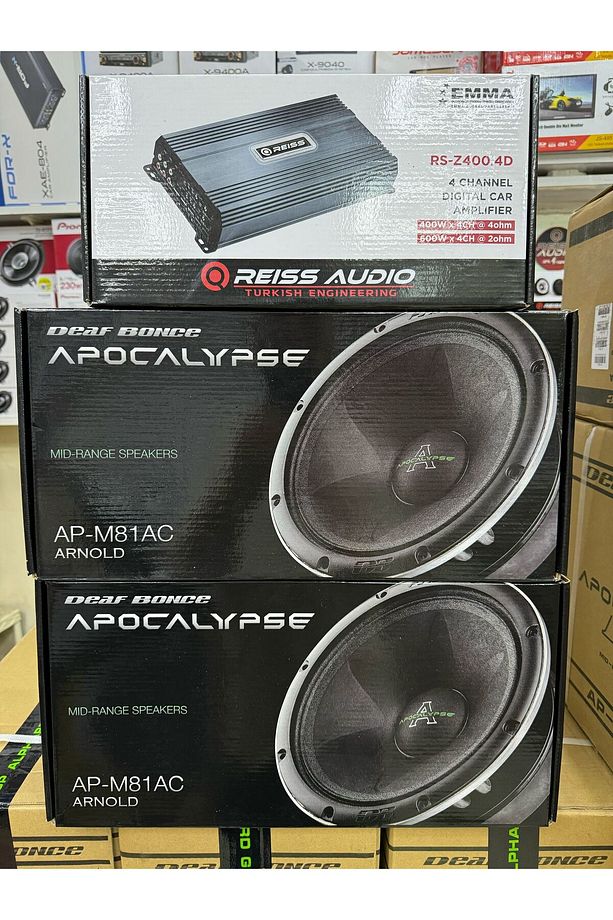 ap-m81ac 20cm iki takım midrange 600wat 300rms reiss 4 kanallı anfi 4x400rms - 1