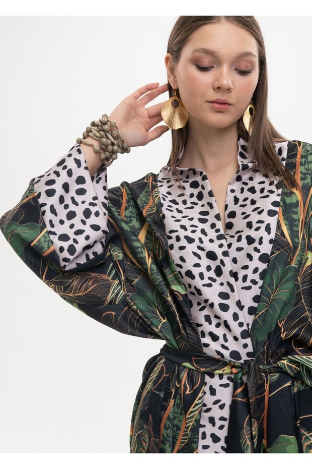 Plaj Elbisesi - Kaplan Desen Kimono - 7