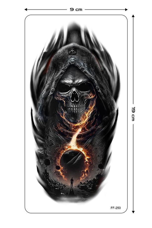 Flaming Skull Alevli Kuru Kafa Dövmesi - 3