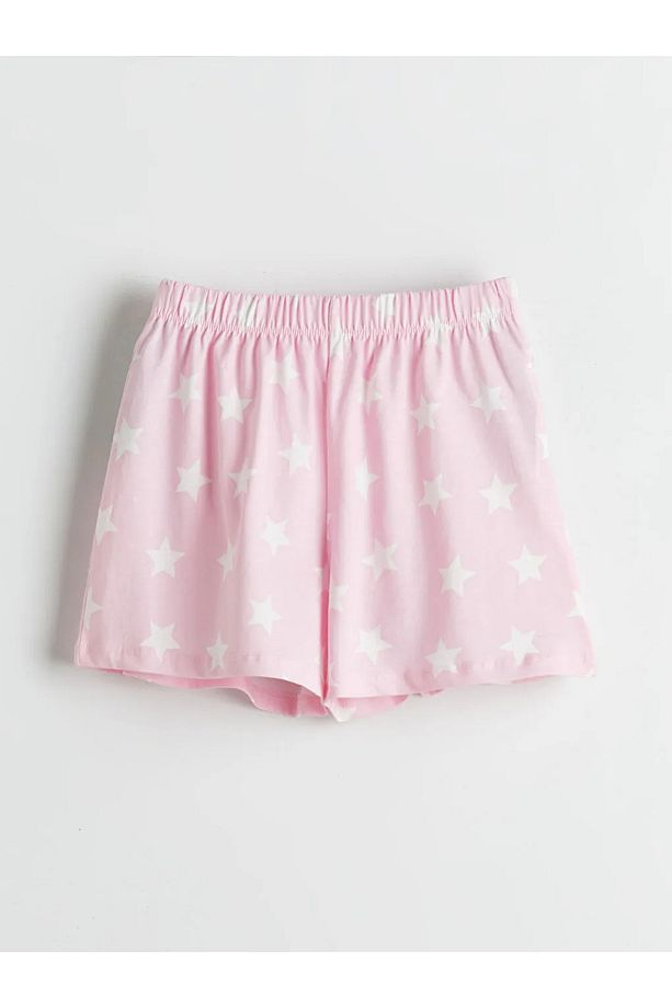 Pembe Bisiklet Yaka Kız Çocuk Şortlu Pijama Takımı - 4