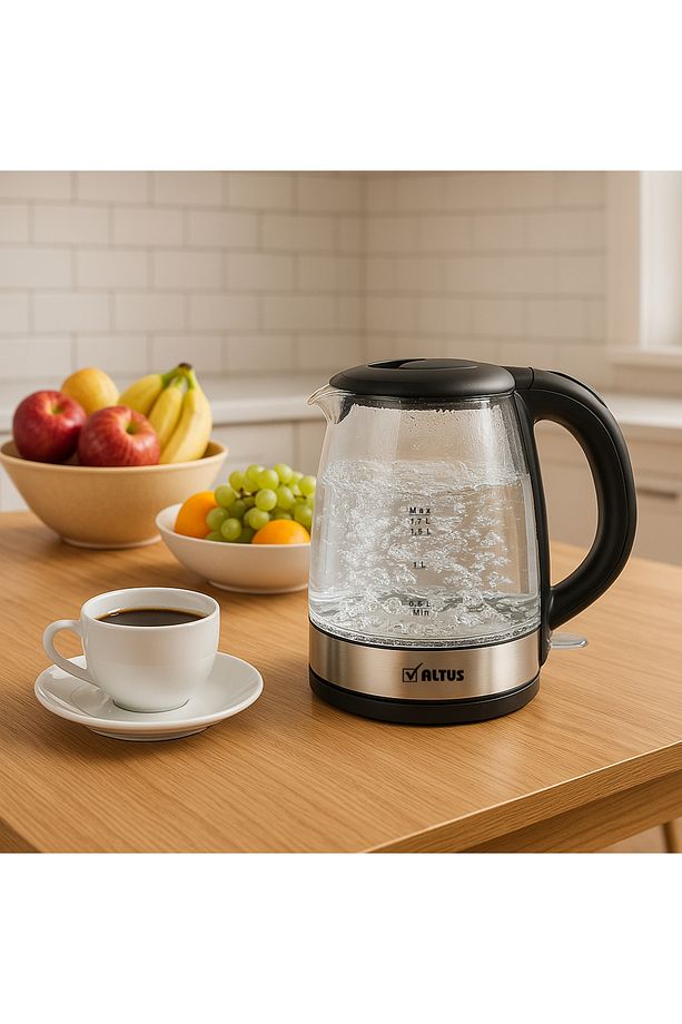 Al 4064 C 1.7 L Cam Kettle, 2200w, Led Işıklı, 360° Döner Taban, Otomatik Kapanma, Şık Tasarım - 1