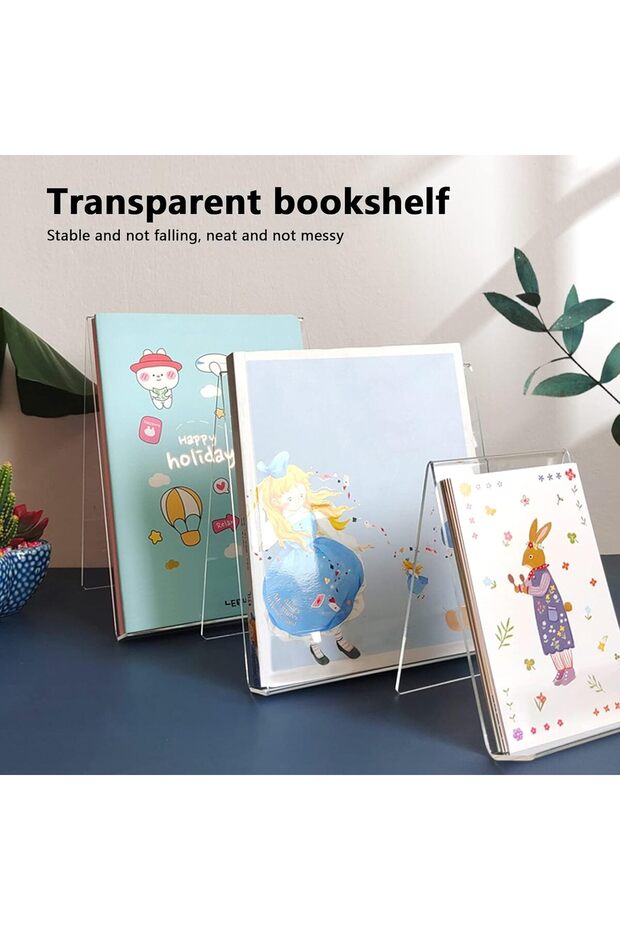 Set of 5 Clear Acrylic Book Stands – Transparent Display Holders for Books, Menus, and Magazines - 5