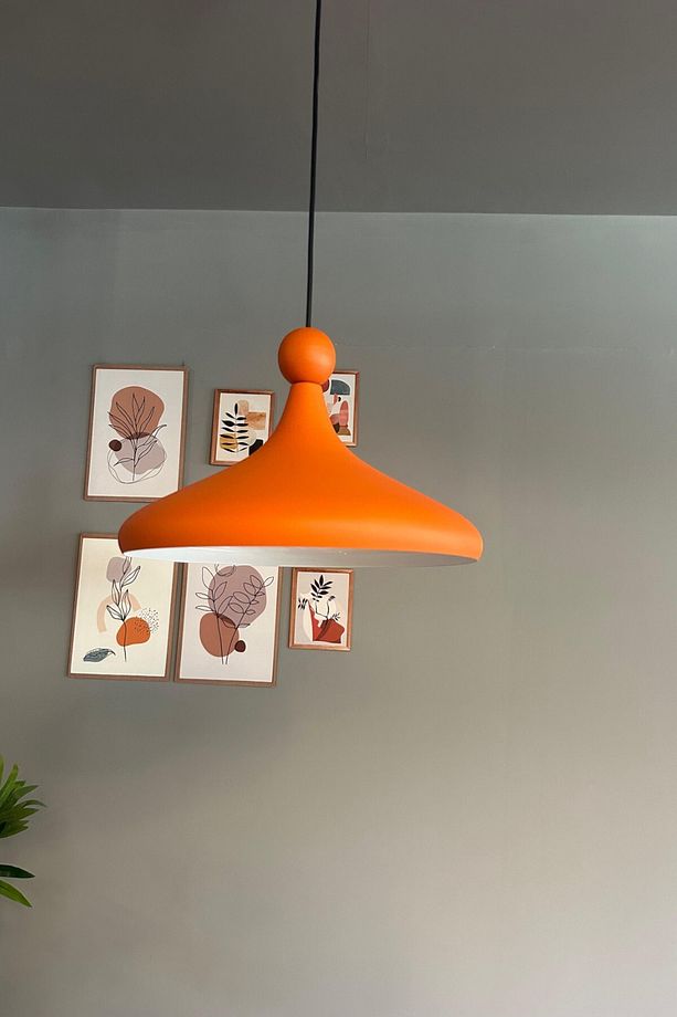 Champion Turuncu Boncuk Başlık Tekli Avize Sarkıt Salon Mutfak Butik Lamba Aydınlatma Avizeler - 3