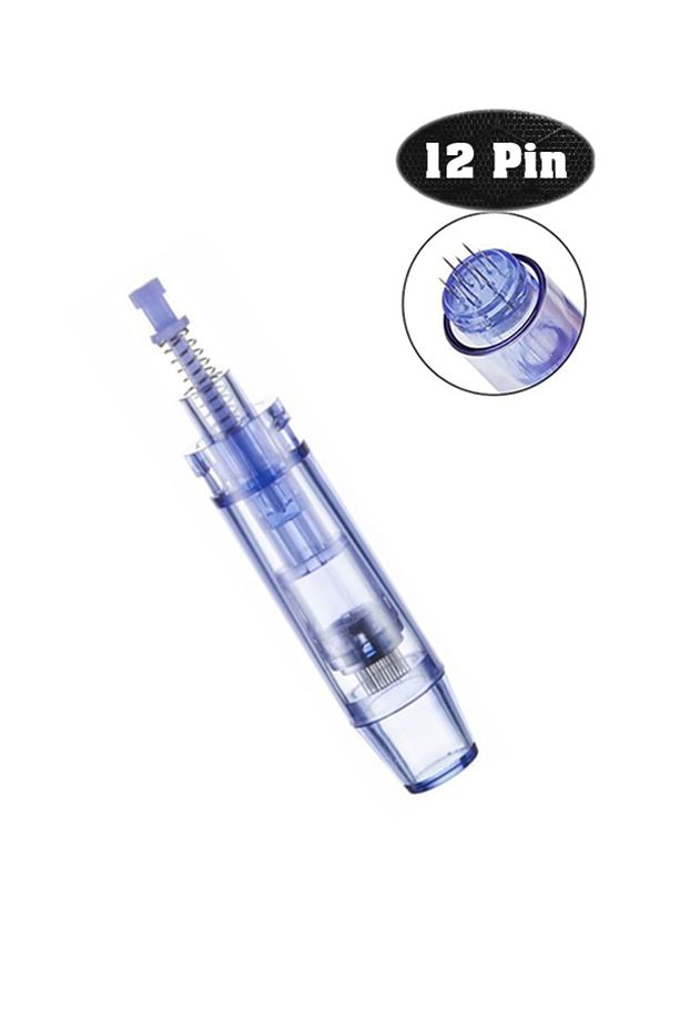10 Adet 12 Pin Kapaklı Dr.pen A6,m5,m7,n2c,e30 A1 Mavi Kapaklı Soketli Kartuş Dermapen Iğne Orjinal - 3