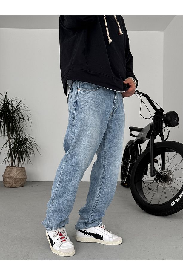 Açık Mavi Yıkamalı Baggy Pantolon GJ-16668/16713 - 3