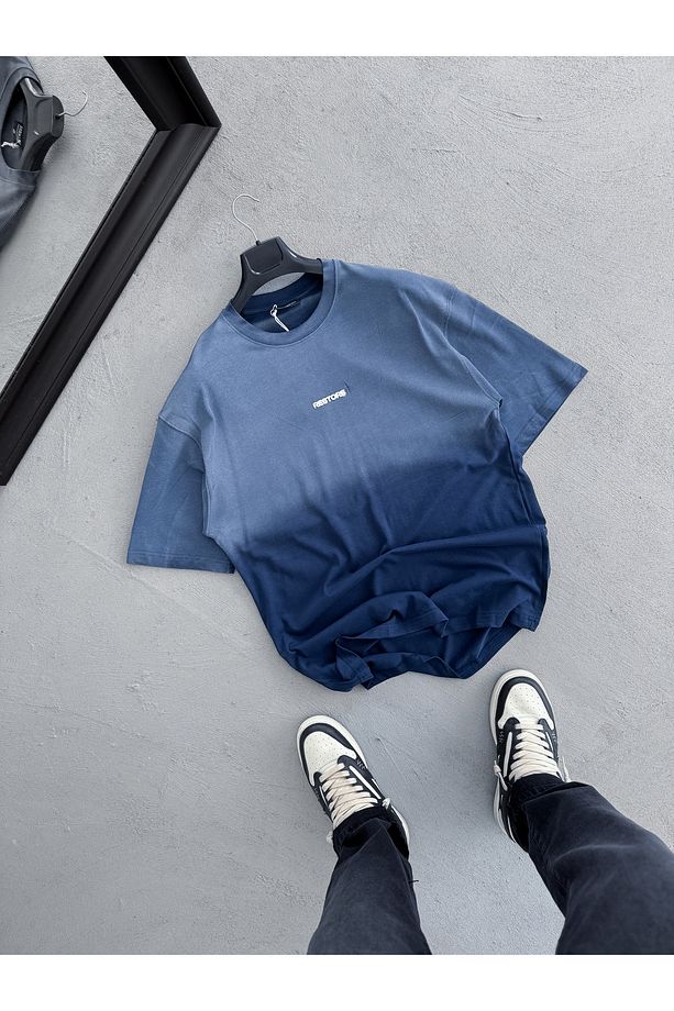 Lacivert Restore Yıkamalı Oversize T-Shirt PM-063 - 4