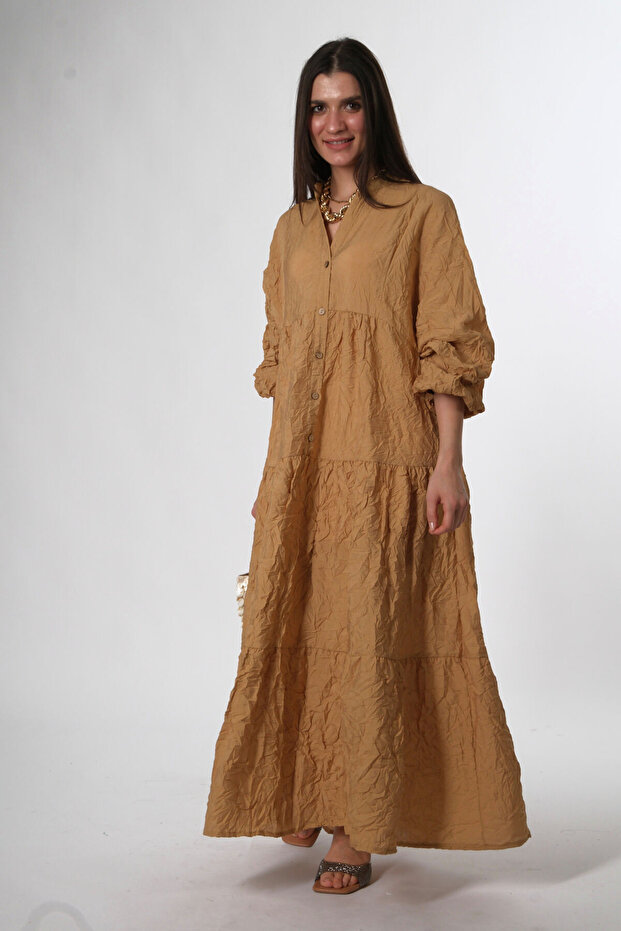 Kadın Kırışık Katleya Model Elbise - 3