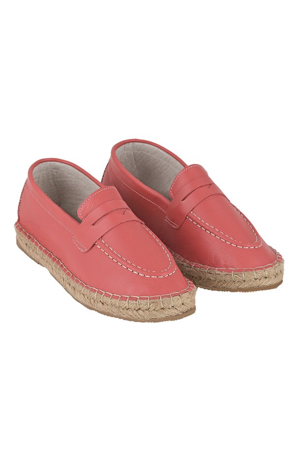 Women's Pomegranate Flower Genuine Leather Handmade Espadrille