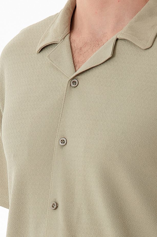 Basic Krep Kumaş Düğmeli Gömlek - 5