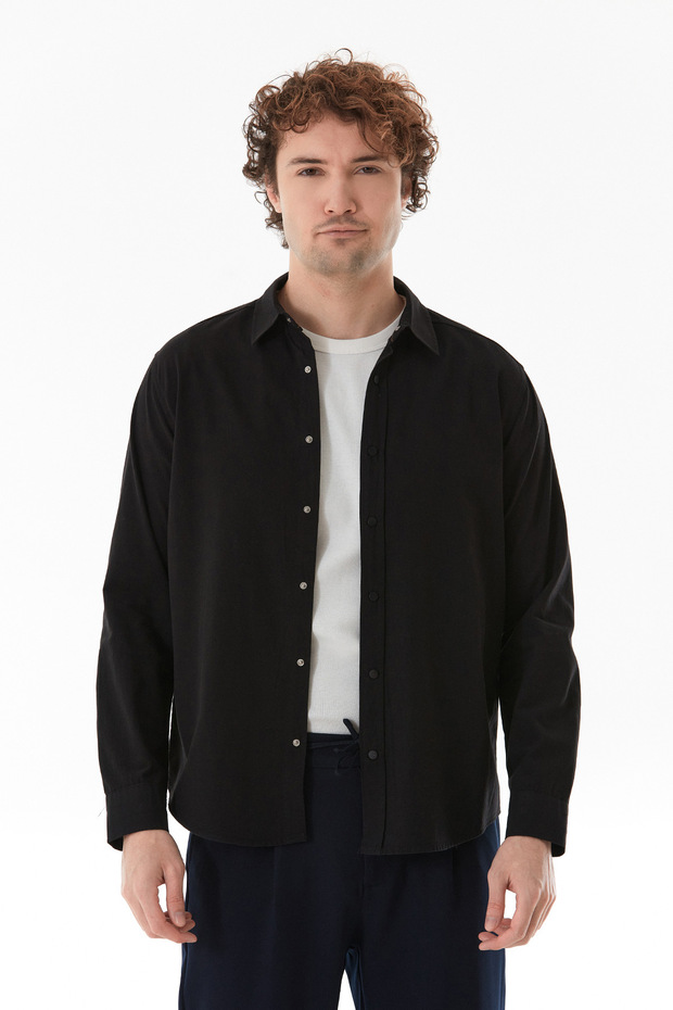 Basic Çıtçıtlı Gabardin Gömlek - 1