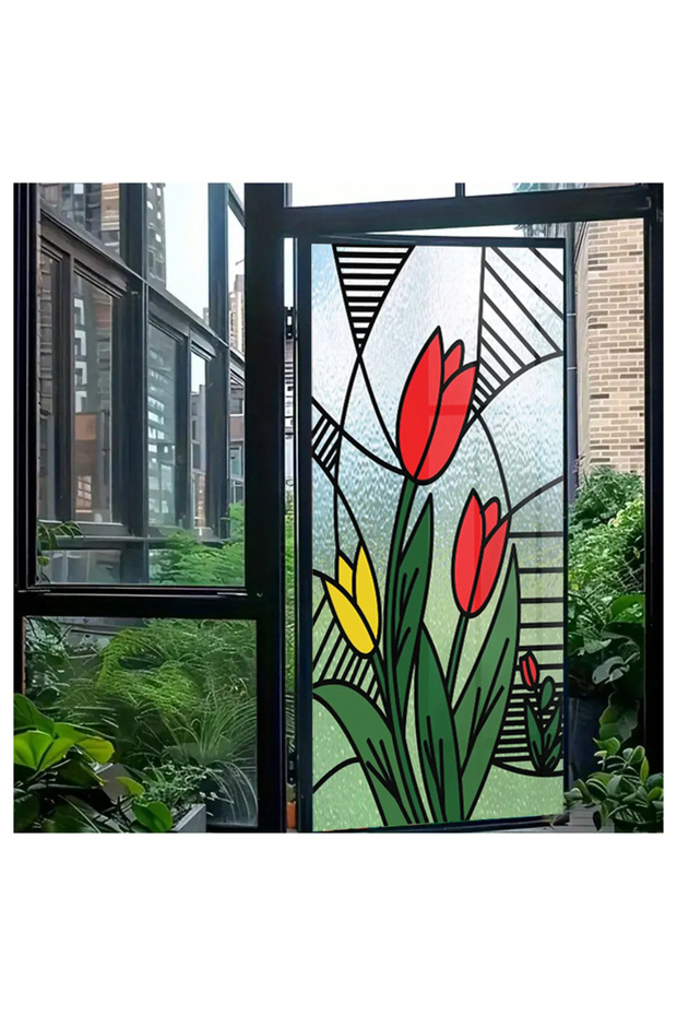 Glass Stained Glass Foil, Self Adhesive, Patterned Frosted Glass Foil 61X100 cm
