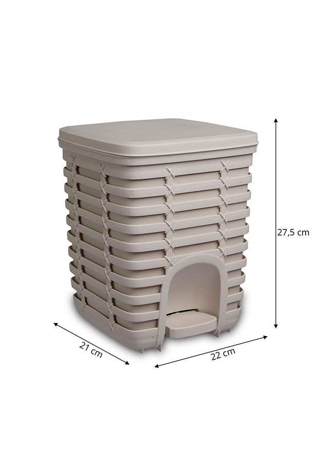 Palm Pedallı Kare Çöp Kovası 9 Lt - Bej - 4
