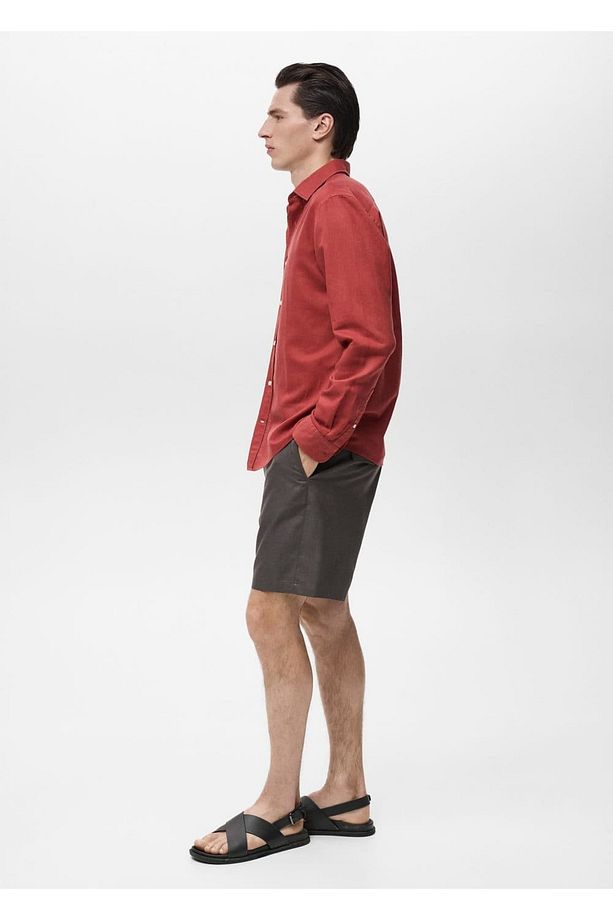 Slim fit akışkan bermuda şort - 8