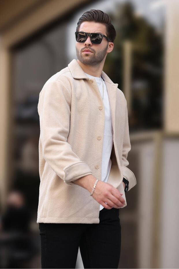 Bej Düğmeli Erkek Polar Gömlek 6753 - 3