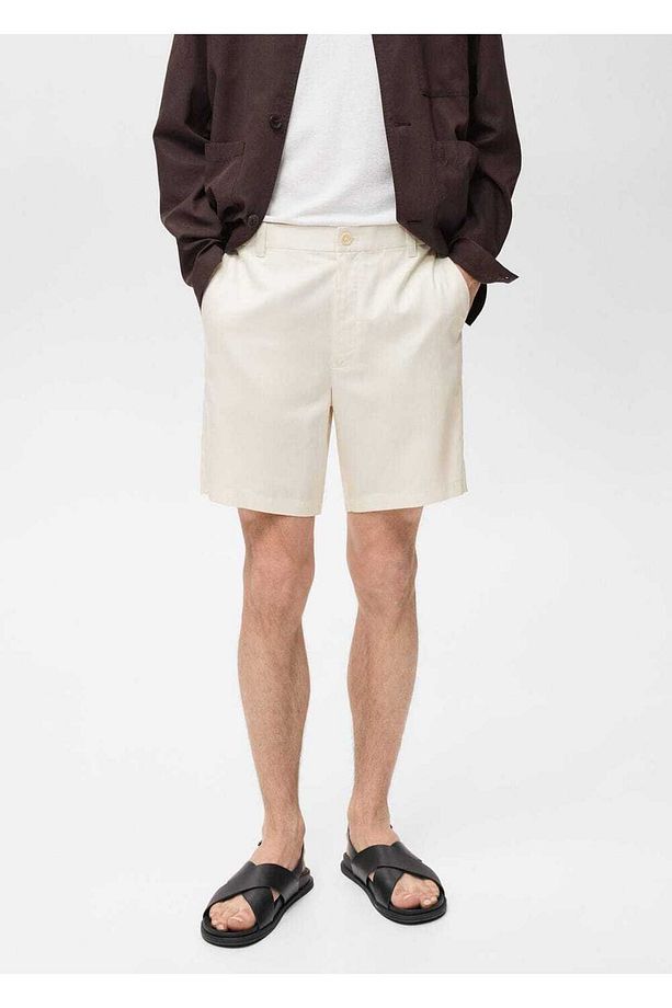 Slim fit akışkan bermuda şort - 1