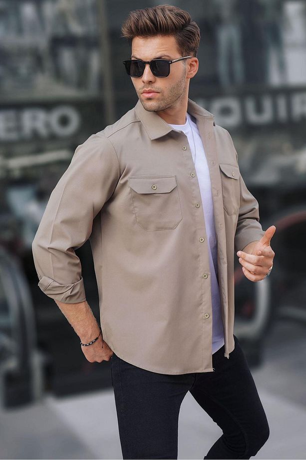 Haki Basic Regular Fit Erkek Gömlek 6716 - 2