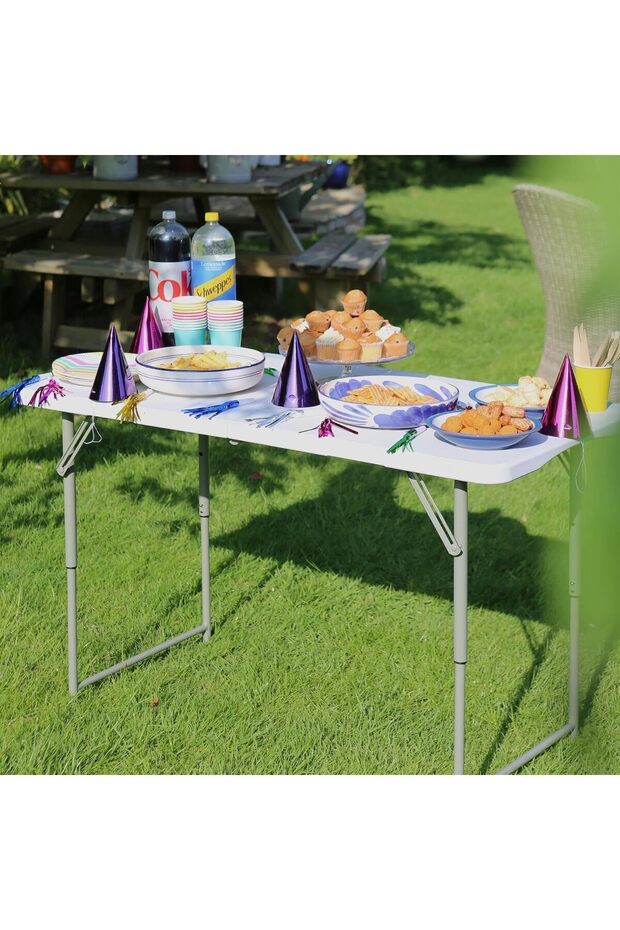 Foldable Rectangular Table 120cm by BUNCA, Plastic, White - 3