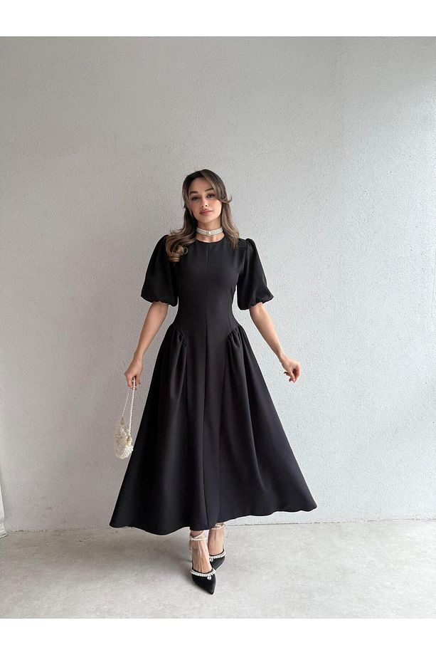 LEDORE Midi Elbise 7857 - Siyah - 4