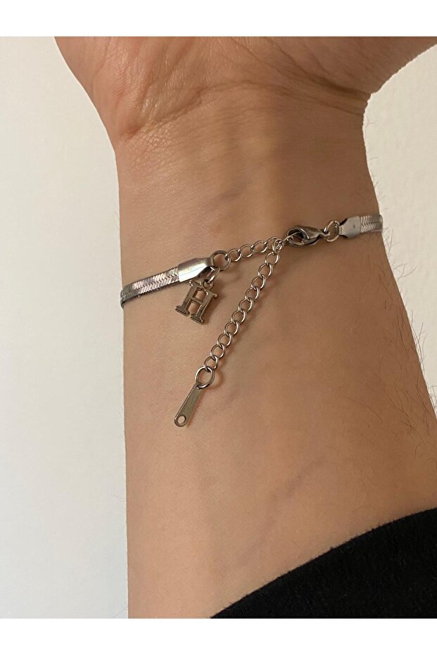 316L Steel Italian Bracelet with Letter H Does Not Tarnish